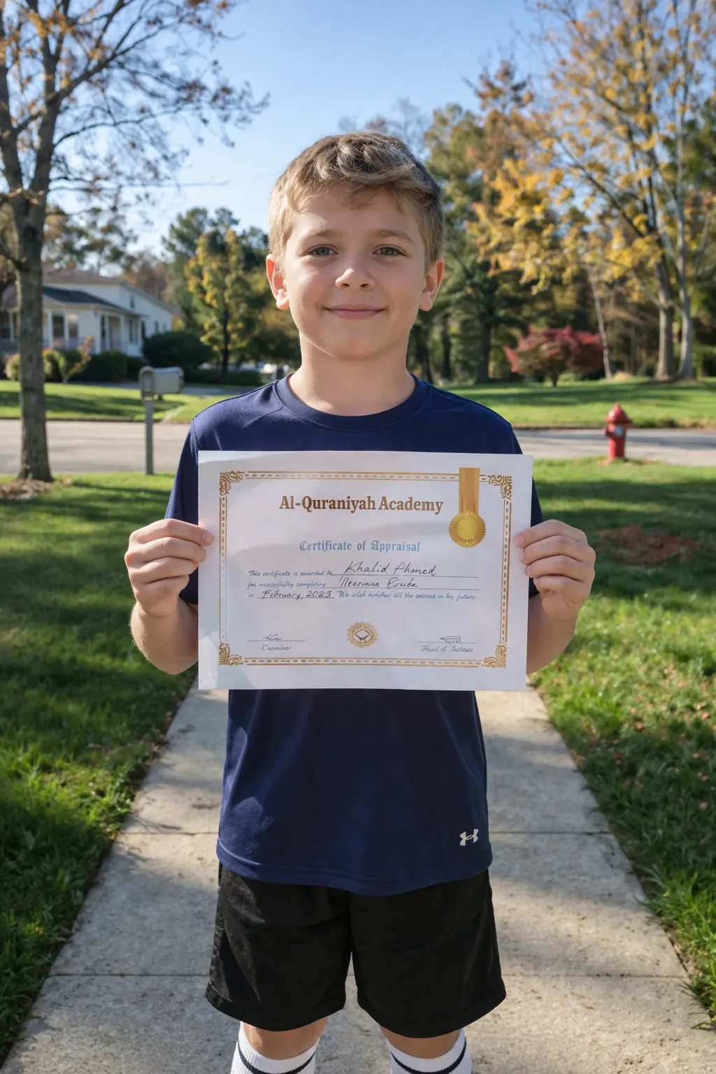 Student with Quraniyah Academy Certificate